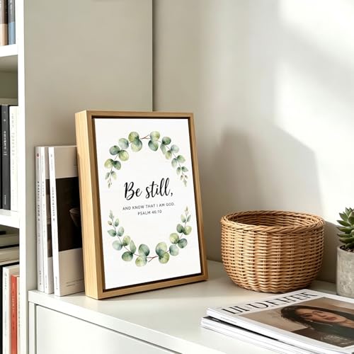 Be Still & Psalm 46:10 Eucalyptus Wooden Box Sign 8x12 Inch - color: Be Still and Know That I Am God Psalm 46:10
