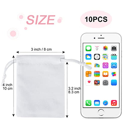 Shintop 10Pcs 3x4 Inch Velvet Drawstring Gift Bags for Wedding - color: White, size: 1 Count (Pack of 10)