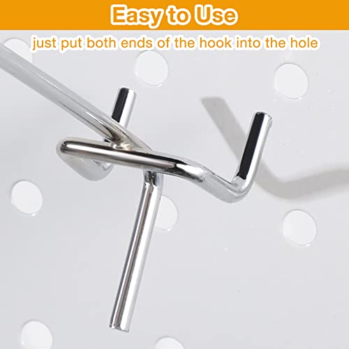 Funrous 100 Pack 4 Inch Stainless Steel Hooks for Pegboard, Silver - size: 4 Inch