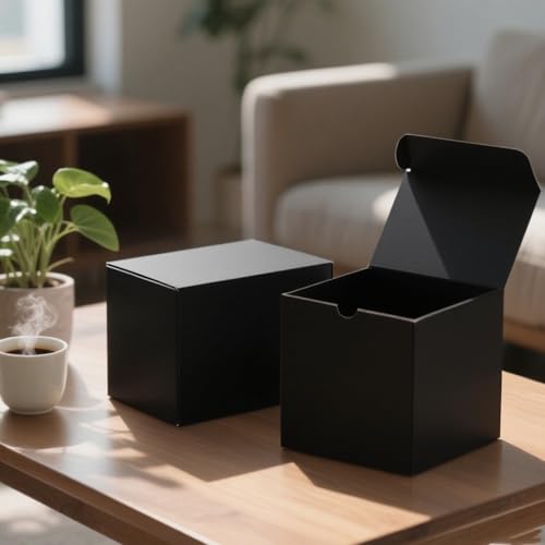 SHIPKEY 10 Pcs Black Gift Boxes with Lids | 5x5x5 Inches Durable Square Gift Boxes | Gift Box for Wedding, Christmas, Holidays, Birthdays and All Other Occasions (13x13x13cm) - color: Black, size: 5"x5"x5"
