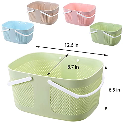 rejomiik Portable Plastic Shower Caddy Basket Organizer with Handles, Green - color: Green