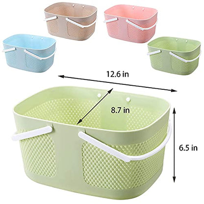 rejomiik Portable Plastic Shower Caddy Basket Organizer with Handles, Green - color: Green