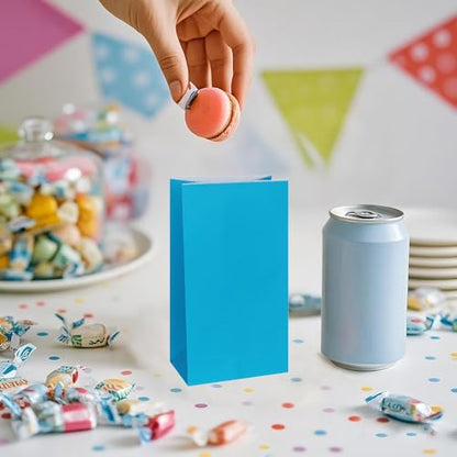KEYYOOMY Mini Sky Blue Paper Bags Paper Lunch Bags (50 CT, 3.5x2.4x7.1 in) - color: Sky Blue, size: 3.5x2.4x7.1 in - Mini