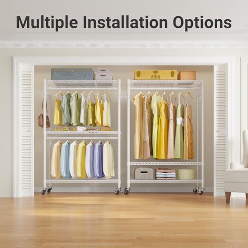 VIPEK R2 Plus Clothing Rack Heavy Duty Rolling Closet for Hanging Clothes - color: White, size: R2 Plus