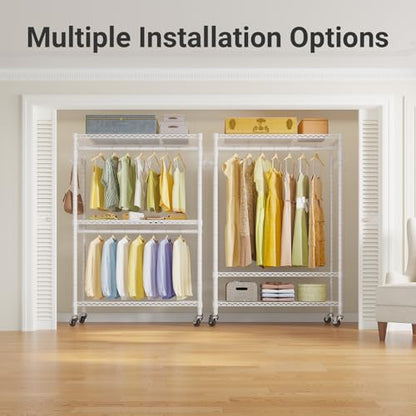 VIPEK R2 Plus Clothing Rack Heavy Duty Rolling Closet for Hanging Clothes - color: White, size: R2 Plus
