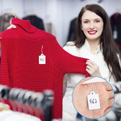 1.38 x 0.87 inch Price Tags with Strings Attached, White Marking Merchandise Hang Tags Labels, 1000Pcs