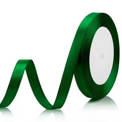 Green Satin Fabric Ribbon, 3/8 Inch 25 Yards, Thin Ribbon for Gift Wrapping - color: xmas tree green, size: 1 PC