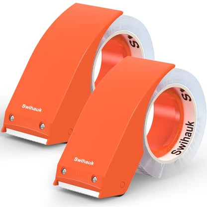 Swihauk 1.88 in x 66.6 YDs Heavy Duty Packing Tape with Dispenser, Strong & Durable Shipping Tape, Packaging Tape, Clear Package Tape for Shipping Moving Storage and Mailing, 2 Roll + 2 Dispenser - size: 2 Roll + 2 Dispenser