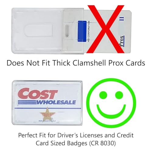 Bulk 50 Pack - Slim Heavy Duty Badge Holders - Hard Plastic Frosted Polycarbonate (Holds 1 Card) Rigid Top Load Single Card Case - Vertical Easy Access Thumb Slide & ID Protection by Specialist ID - size: 50 Pack