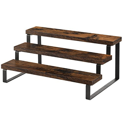 YINMIT Wooden Display Riser Stand, Tiered Perfume and Cologne Organizer Stand, 3 Tier Spice Rack Organizer, Rustic Display Shelf for Candles (3 Tier) - color: 3 Tier,1 Pack,Brown