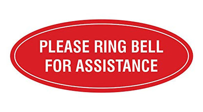 Signs ByLITA Oval Please Ring Bell for Assistance Sign (Red) - Small - color: Red, size: 2 x 5" - Small (1 Pack)