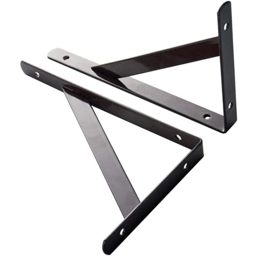 Heavy Duty Shelf Brackets, 8 in X 5 in Wall Mount L Steel Bracket for Floating Shelf, Black, 4 Pack