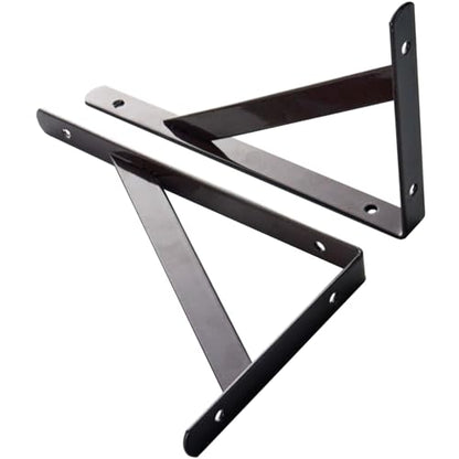 Heavy Duty Shelf Brackets, 8 in X 5 in Wall Mount L Steel Bracket for Floating Shelf, Black, 4 Pack