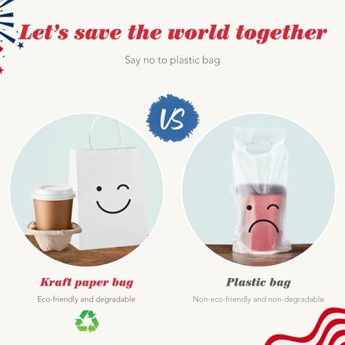 GSSUSA 400 Pack 8x4.25x10.5'' Paper Bags with Handles Bulk, White Paper Gift Bags for Small Business - color: White, size: 8x4.25x10.5 Inch (Pack of 400)