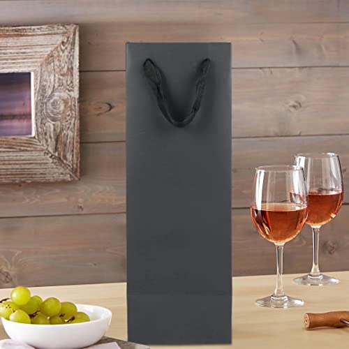Aimyoo Black Wine Bottle Bags 4x4x14 inch, 10 Pack Large Kraft Paper Gift Bags with Handles Bulk - color: Black - 4x4x14 inch, size: 1 Count (Pack of 10)