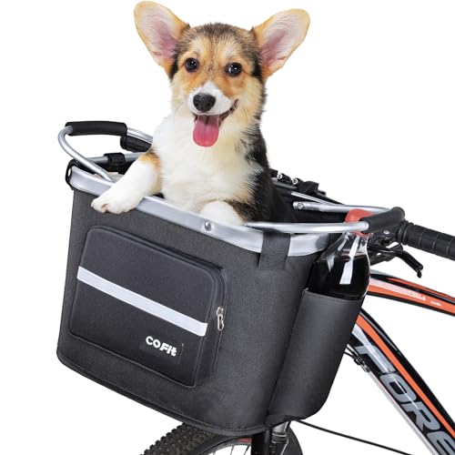 COFIT Detachable Bike Basket, Multi-Purpose Bicycle Handlebar Basket for Pet, Shopping, Commuter, Camping and Outdoor