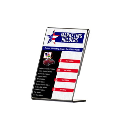 6 Pack Small Vertical Business Card Frame 2.25 x 3.25 Side Loading Clear Acrylic Name Plate Table Setting Display Stand Holders Table Tent Countertop Sign Holder by Marketing Holders - size: 2.25"W x 3.25"H