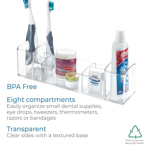 iDesign 43030 Med+ 12" Plastic Divided Vanity Medication and Bathroom Accessory, 12" x 3" x 3.5", Multi-Level Organizer - size: 12-inch, style: Multi-Level Organizer