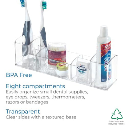 iDesign 43030 Med+ 12" Plastic Divided Vanity Medication and Bathroom Accessory, 12" x 3" x 3.5", Multi-Level Organizer - size: 12-inch, style: Multi-Level Organizer
