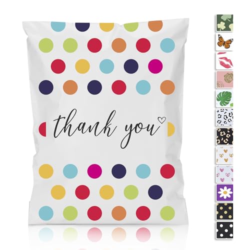 JinRuiKJ Thank You Poly Mailers 10x13 100 Pack, Polka Dots Design - color: Colorful Polka Dots, size: 10x13'' - 100 Pack