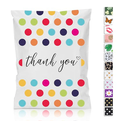 JinRuiKJ Thank You Poly Mailers 10x13 100 Pack, Polka Dots Design - color: Colorful Polka Dots, size: 10x13'' - 100 Pack