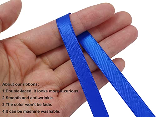 3/8" Royal Blue Double Face Satin Ribbon 100yd for Gifts - color: Royal Blue, size: 3/8 inch