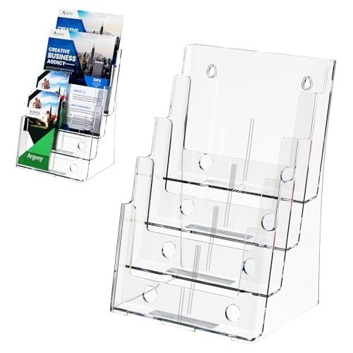 Argvey 4-Tier Brochure Holder 8.5 x 11, Desktop Literature & File Organizer