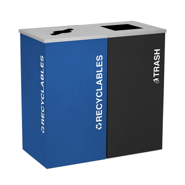 Kaleidoscope 24 Gallon Steel Commercial Trash and Recycling Bin | Color Coded for Each Trash and Recycling Stream | Customize Your Waste Station for Your Office, Lobby, School - color: Black Textured, style: Cans and Bottles