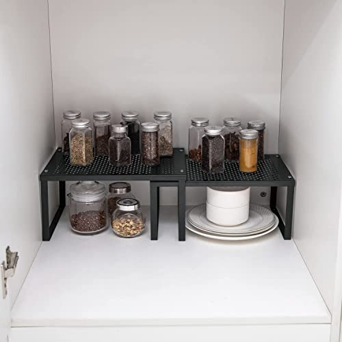 NEX Cabinet Organizer Shelf, Kitchen Counter Shelves Set of 2, Black - color: Black