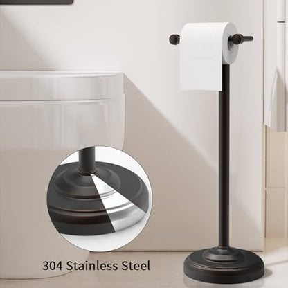 Toilet Paper Holder Stand, Freestanding Toilet Paper Holder,Farmhouse Post Pivoting Toilet Paper Stand with Stable Weighted Base,Stainless Steel Tissue Roll Holder Stand for Bathroom,Oil Rubbed Bronze - color: Oil Rubbed Bronze