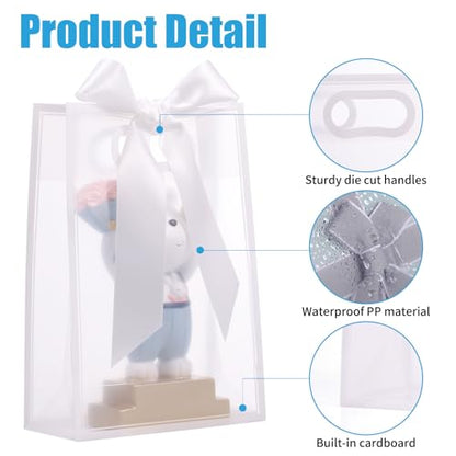 GAWBYET 24 Pcs Clear Plastic Gift Bags with Handles,White - color: White-7x10x3.15 Inch
