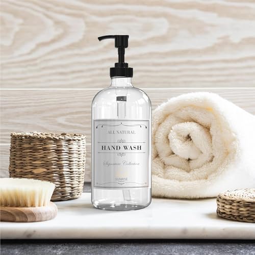 Sunrise Premium Clear Glass Soap Dispenser with Pump, 4 Pack - color: Black Plastic Pump - Clear Glass 4pcs