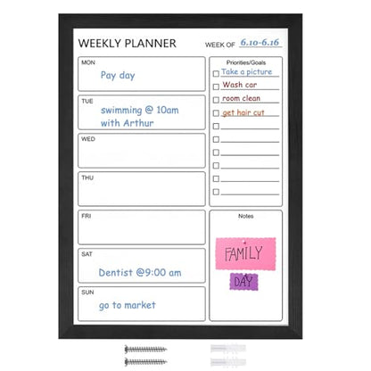 Dry Erase White Board Weekly Calendar Board,17.7“x23.6,Black - color: Black, size: 18"W x 24"H