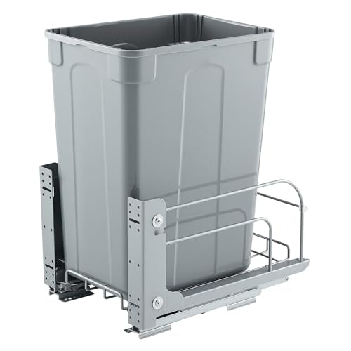 VEVOR Pullout Trash Can for Kitchen Cabinets, 35 QT Garbage Waste Recycling Bin, Under Mount Waste Container, with Heavy Duty Metal Soft Close Sliding System and Door Kit, for Sink, Under Counter - size: 35 QT, style: With Soft Close