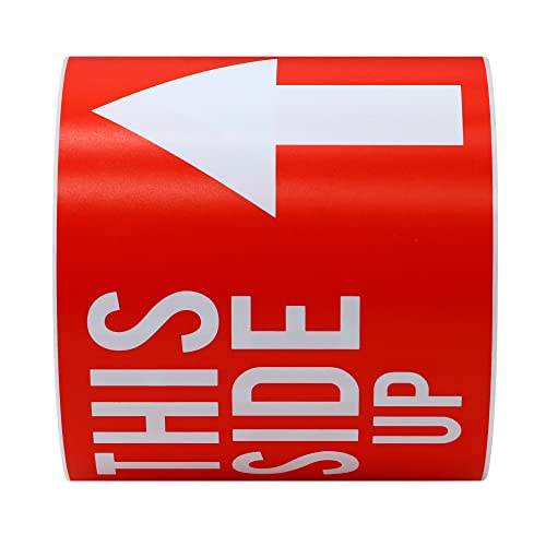 Hybsk 3x5 Inch This Side Up Warning Stickers for Shipping and Packing Total 100 Per Roll (Pack of 2) - size: 3x5 inch (Pack of 2)