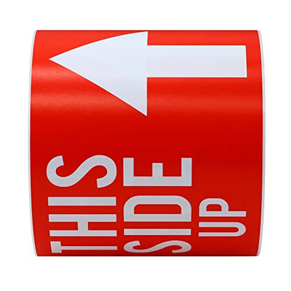Hybsk 3x5 Inch This Side Up Warning Stickers for Shipping and Packing Total 100 Per Roll (Pack of 2) - size: 3x5 inch (Pack of 2)