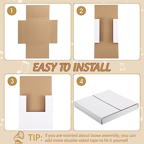 Fuutreo 100 Pack 7 Inch Vinyl Record Mailers, 45 RPM Easy Fold Cardboard