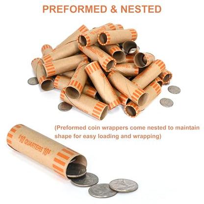 LLIKED 864 PCS Quarters Preformed Coin Roll Wrappers-Quarters - size: 864 Quarters Coin Rolls