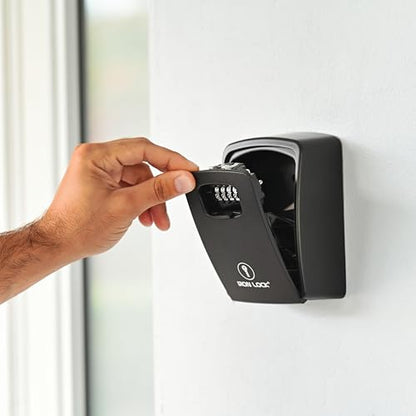 Iron Lock® XXL Wall Mount Key Lock Box, Outdoor Combination Code (Black) - color: Black, size: 2X-Large