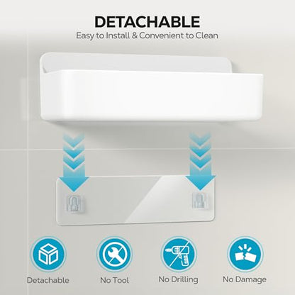 Nieifi Adhesive Shower Shelves, White, 4 Pieces - color: White, size: 4 pieces