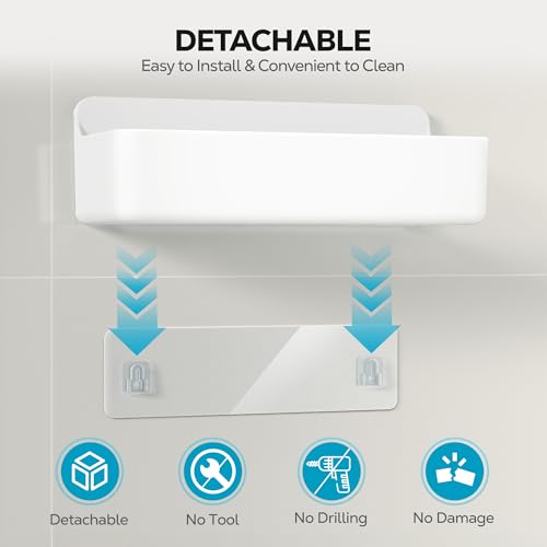 Nieifi Adhesive Shower Shelves, White, 3 Pieces - color: White, size: 3 pieces