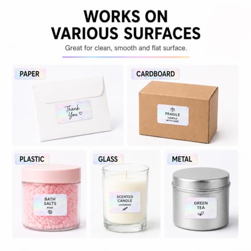Holographic Pink Thermal Labels 2 × 3 Inch Vinyl Stickers 300 PCS - color: Holographic Pink, size: 2 × 3 Inch