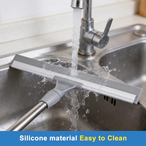 17.3" Floor Squeegee，Squeegee Broom for Floor with 62" Long Handle, Shower Squeegee for Tile Shower Walls,Garage, Deck, Bathroom, Glass,Window, Concrete Floor - size: 17.3"