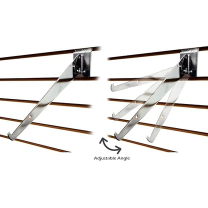 Adjustable Angle Slatwall Shelf Bracket - 8", 10", 12" & 14" Depths Available, Chrome (2, 10" D) - size: 10" D