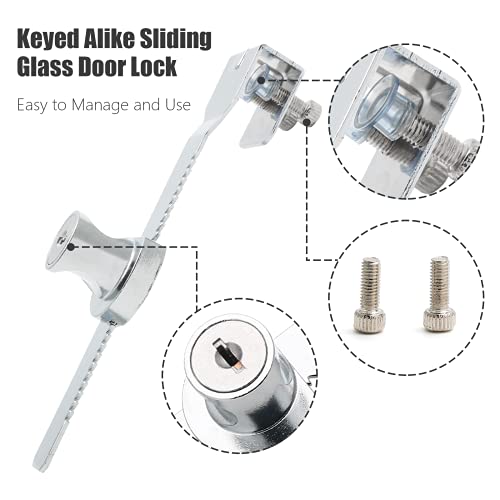 2 Pack Sliding Glass Door Lock, Keyed Alike Showcase Display Case - size: 5.56 inch / 141mm