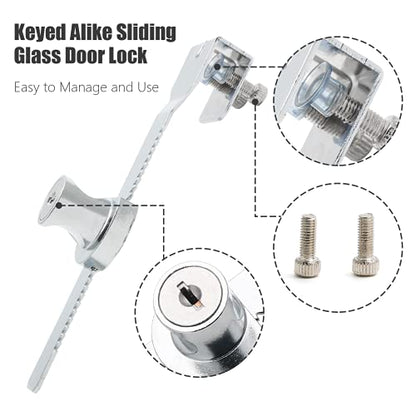 2 Pack Glass Showcase Lock, Keyed Alike Ratchet Lock, Fits 2-8mm - size: 5.63 inch / 143mm