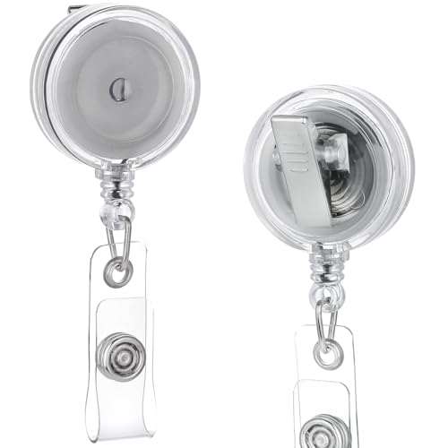 QREEL Badge Reel, ID Badge Holder Retractable Clip, Clear, 10 Pack - color: Translucent Clear, size: 10 Pack