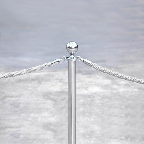 PATIKIL Stanchion Rope, 1.2m/3.9Ft Barrier Rope Twisted Post Ropes for Posts Stands Queue Divider Crowd Control of Hotel, White Silver - color: White, Silver, size: 3.9Ft