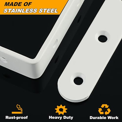 Alise 4Pcs Floating Shelf Brackets, White Heavy Duty L Bracket for Shelves - color: White, size: (4P) 3.2x3.2x0.8 inch