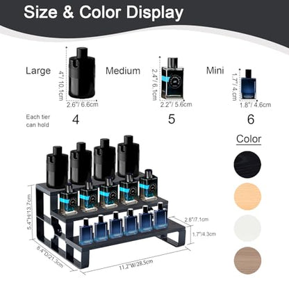 3 Tier Wood Cologne Stand, Men Perfume Dresser Display Organizer - color: Black, size: 3 Tiers-width=11.2"